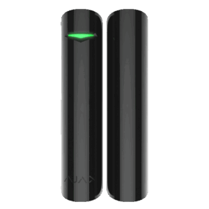 En udstilling af en sort Ajax DoorProtect